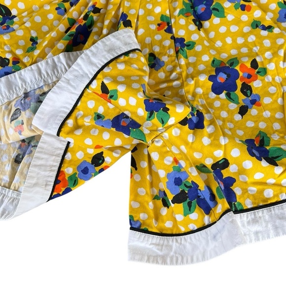 VTG Wide-Leg Culotte Shorts Bright Yellow Floral Polka Dot Howard Wolf USA Sz 12 - Picture 6 of 10